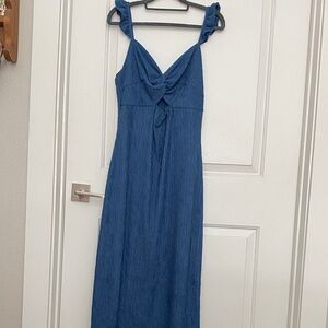 Blue Tie-Front Maxi Dress